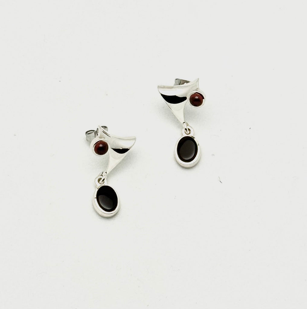 Onyx and Garnet Sculptural Studs