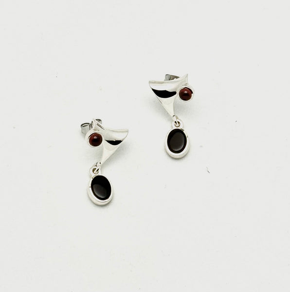 Onyx and Garnet Sculptural Studs