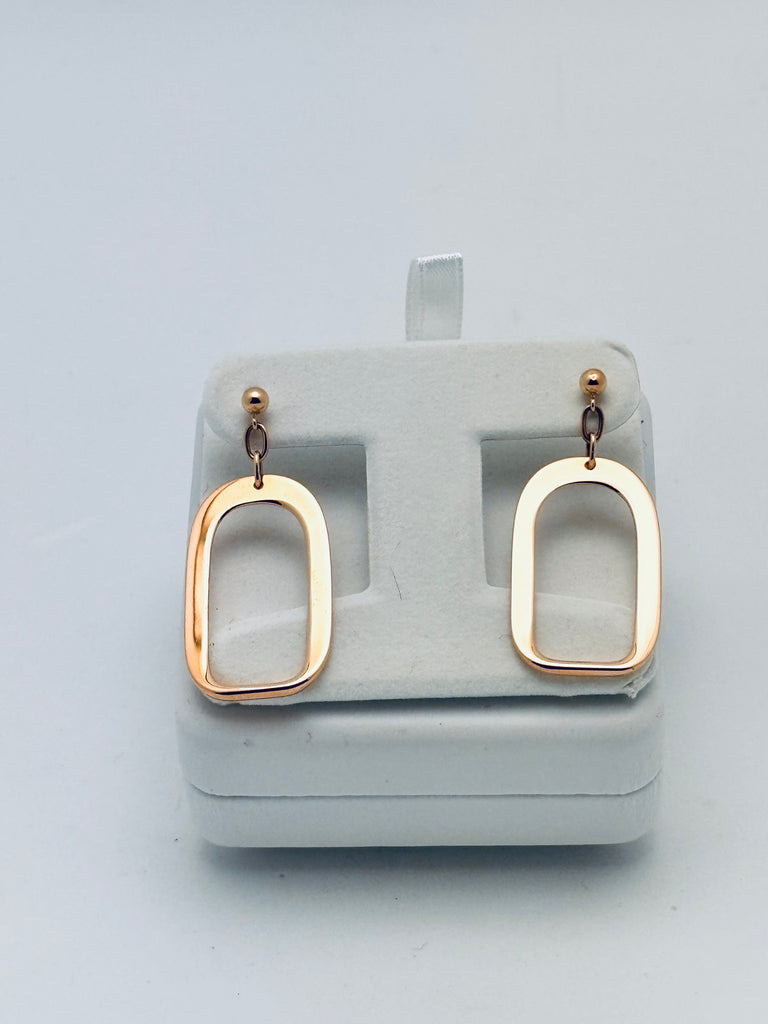 Rectangular 14k gold drop earrings