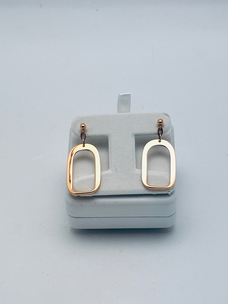 Rectangular 14k gold drop earrings