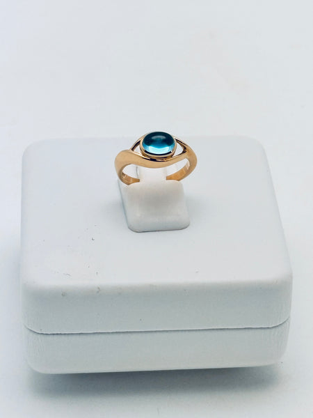 Swiss Blue Topaz Cabochon Ring
