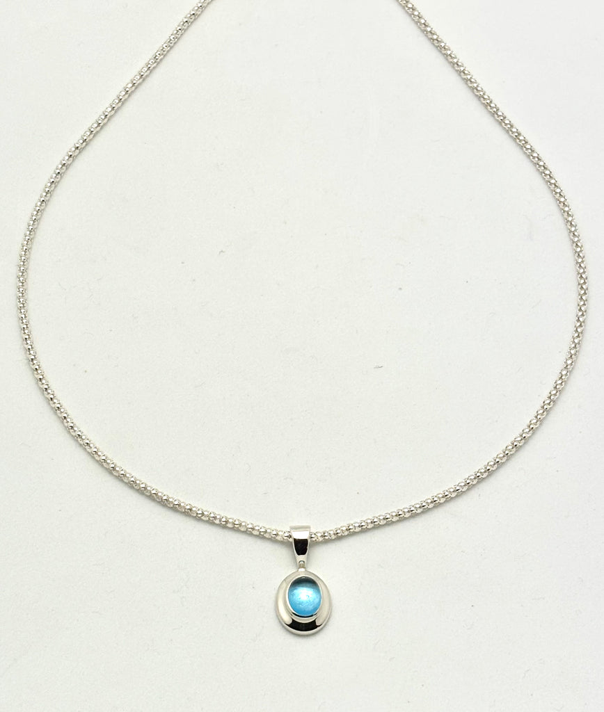Swiss Blue Topaz Silver Pendant